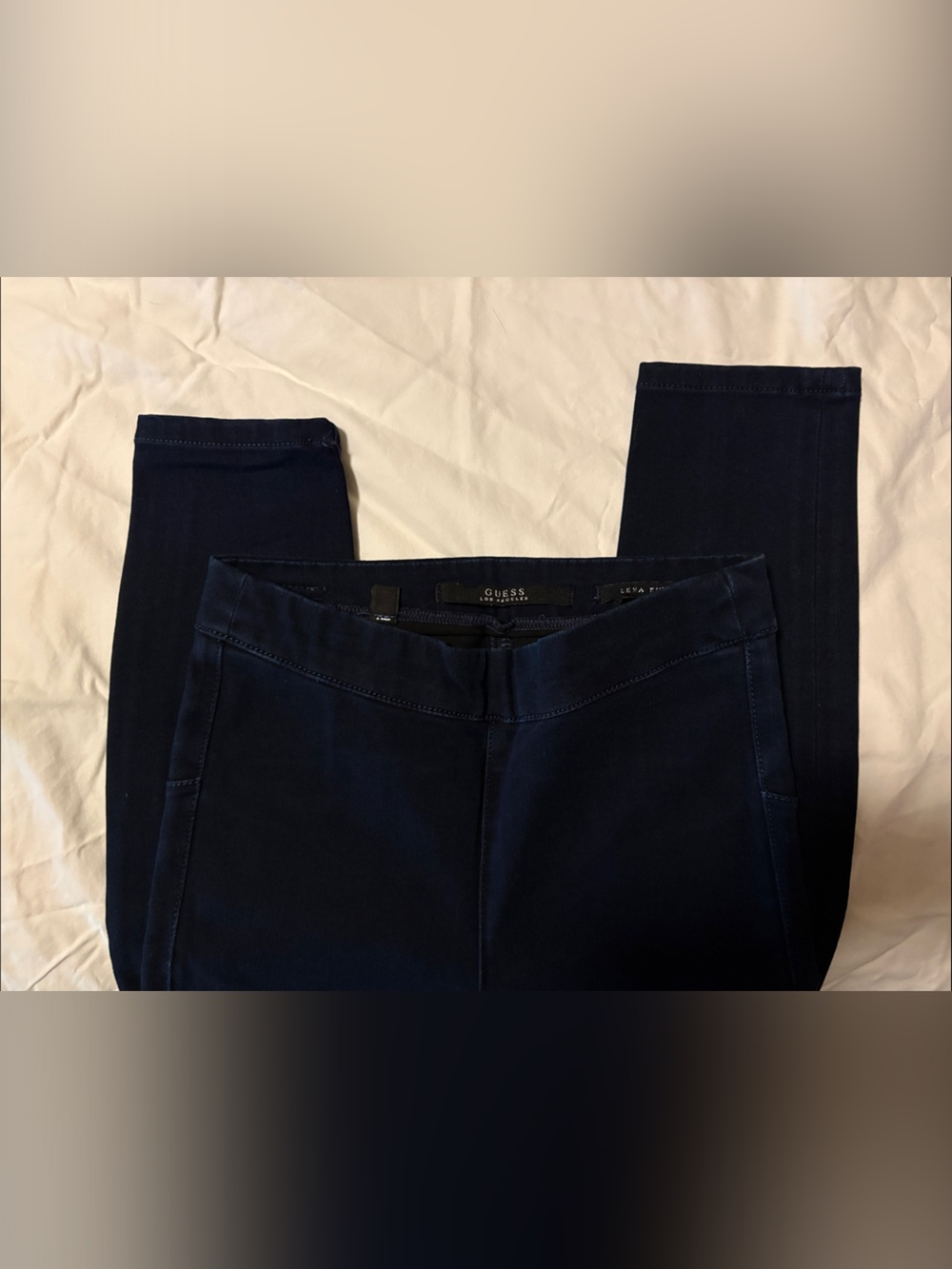 GUESS Lena Fuseaux Women's Dark Wash Blue Skinny Denim Jeans Stretch 2 Pocket